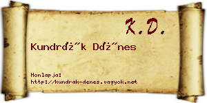 Kundrák Dénes névjegykártya